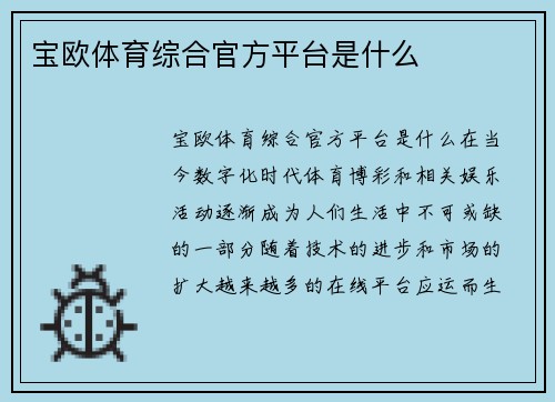 宝欧体育综合官方平台是什么